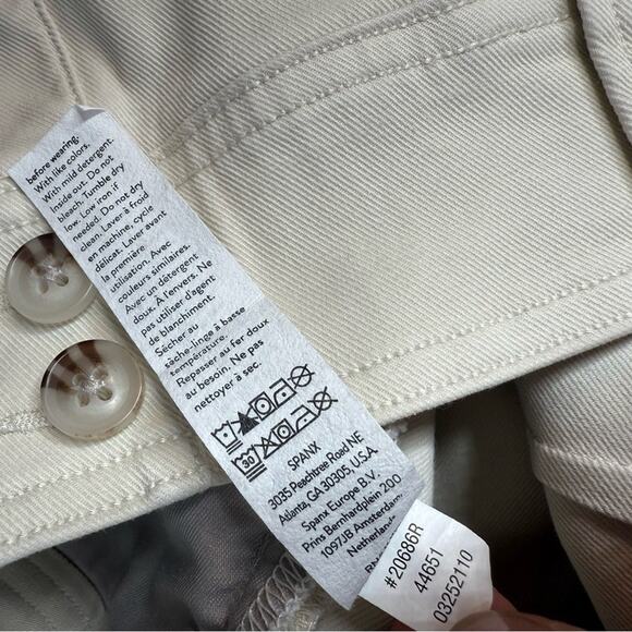 Spanx Stretch Twill Cropped Wide Leg Cargo Pants in Ivory White W1735 Sz M - Picture 8 of 8